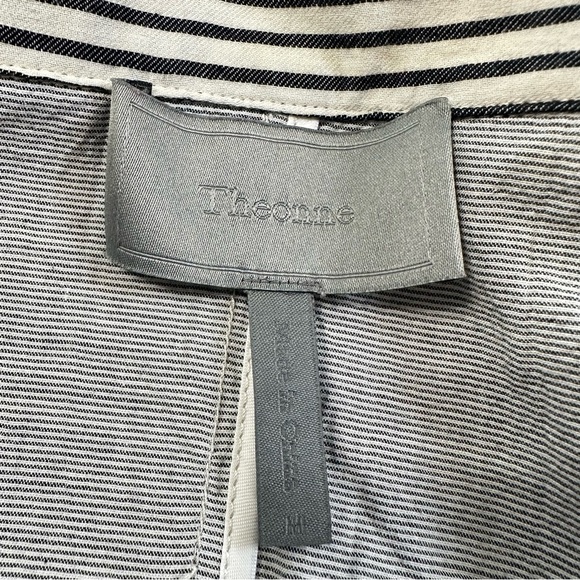 Theonne Striped Gray and Black Trench Coat Size M - Picture 9 of 10